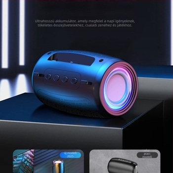 Kültéri hordozható vezeték nélküli Bluetooth hangszóró, IPX7 vízálló, 3W, Bluetooth 5.3, 100 Hz–20 kHz