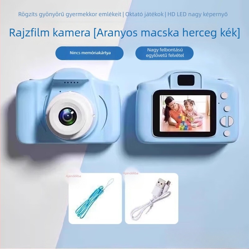 Új, kiváló minőségű gyerekeknek szánt digitális kamera-játék, HD videófelvétellel, többfunkciós – fényképek és videók készítésére.