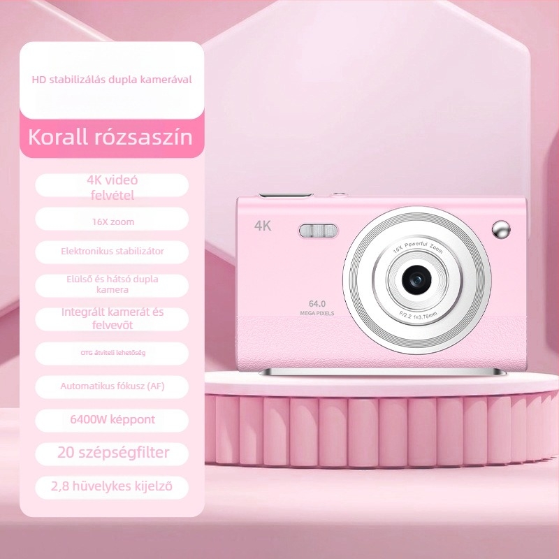 Selfie CCD kamera, 13 MP, 16x optikai zoom, USB-C, TF-kártya