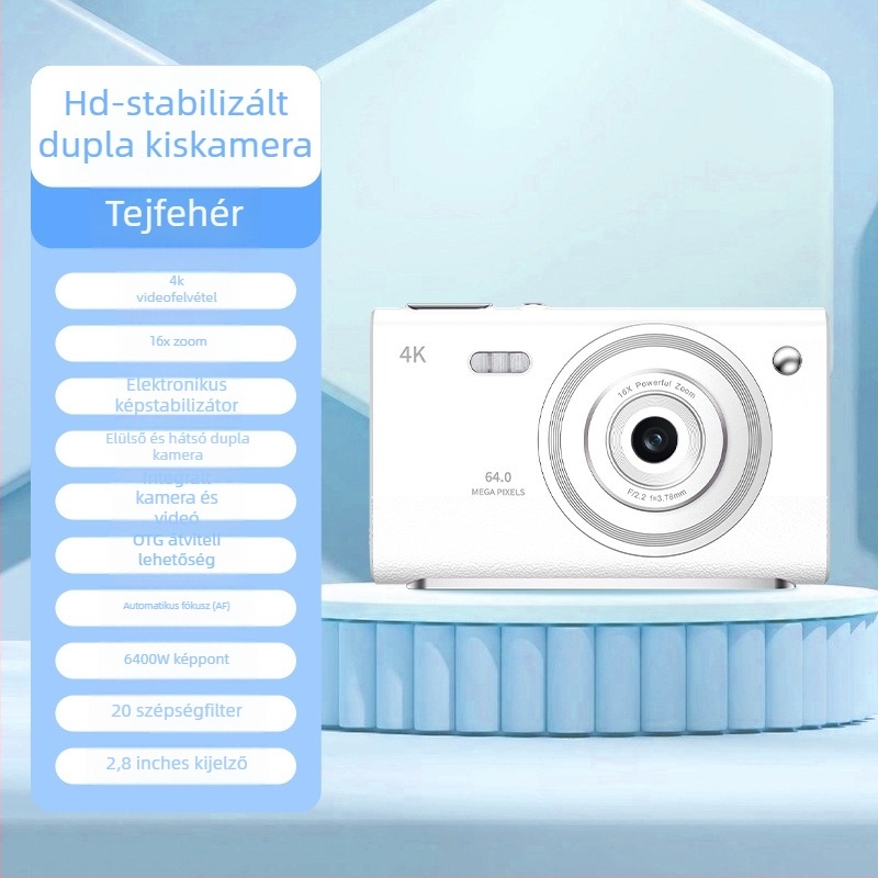 Selfie CCD kamera, 13 MP, 16x optikai zoom, USB-C, TF-kártya