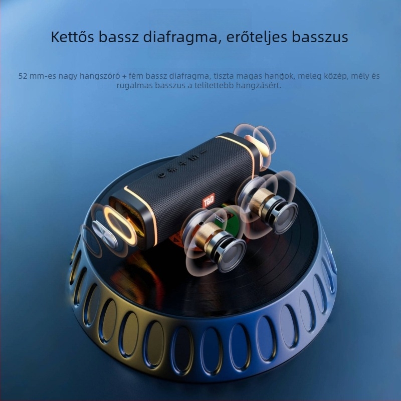 Kültéri vezeték nélküli Bluetooth hangszóró TF-kártya olvasóval, USB és 3,5 mm bemenettel, IPX7, 30W, BT 5.3