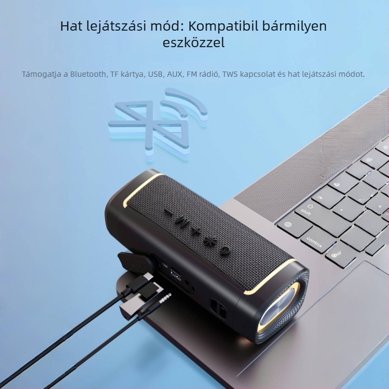 Kültéri vezeték nélküli Bluetooth hangszóró TF-kártya olvasóval, USB és 3,5 mm bemenettel, IPX7, 30W, BT 5.3