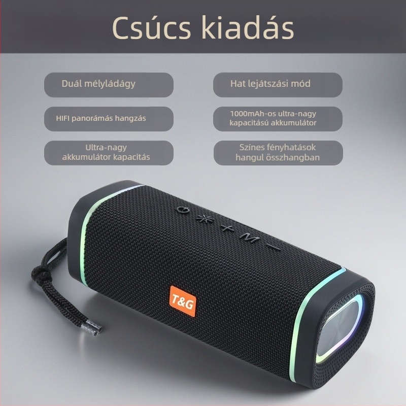 Kültéri vezeték nélküli Bluetooth hangszóró TF-kártya olvasóval, USB és 3,5 mm bemenettel, IPX7, 30W, BT 5.3