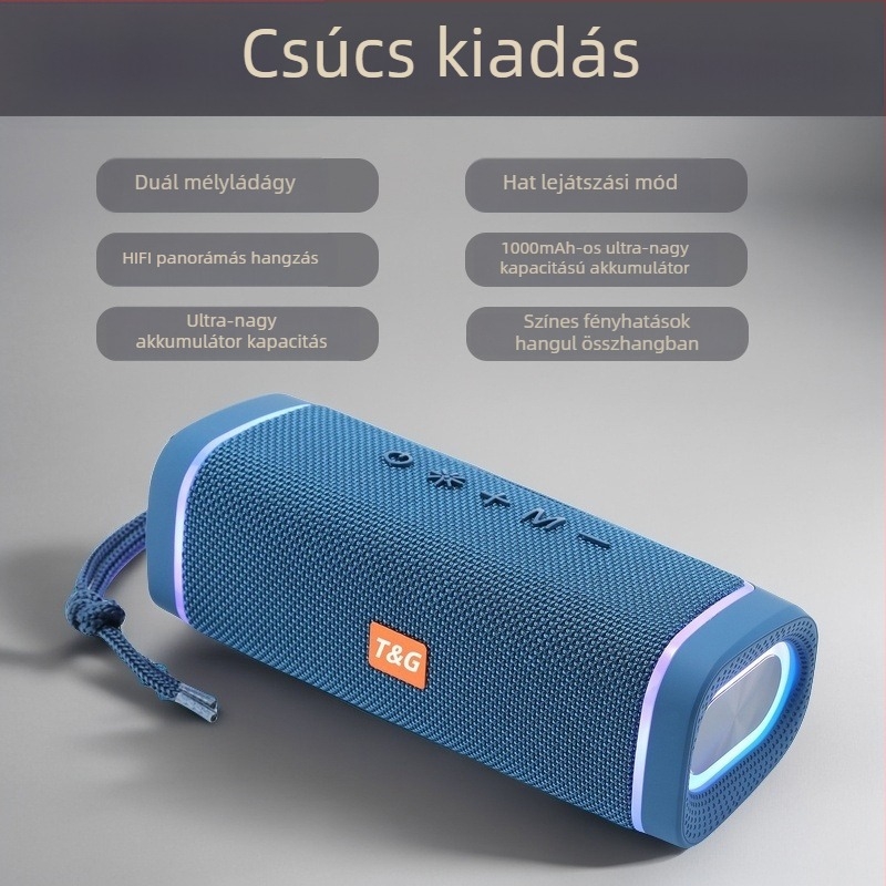 Kültéri vezeték nélküli Bluetooth hangszóró TF-kártya olvasóval, USB és 3,5 mm bemenettel, IPX7, 30W, BT 5.3