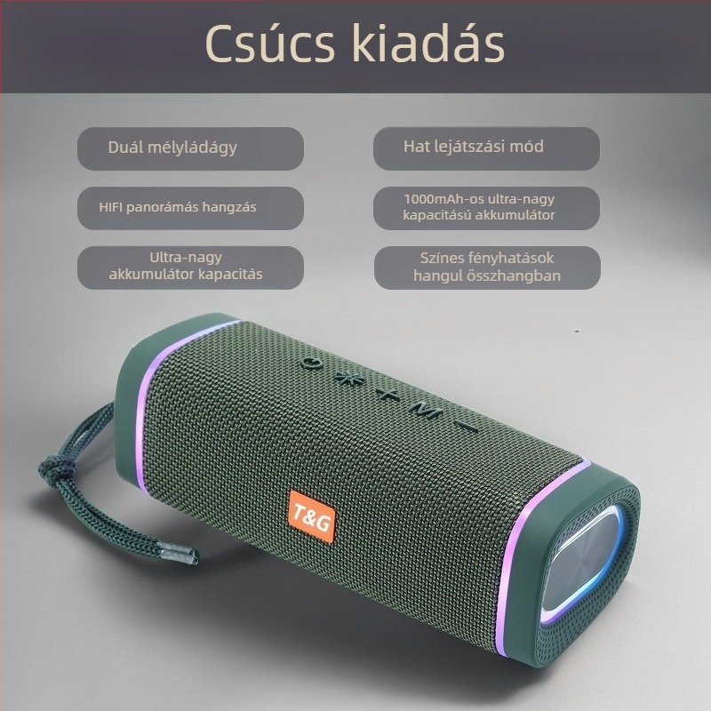 Kültéri vezeték nélküli Bluetooth hangszóró TF-kártya olvasóval, USB és 3,5 mm bemenettel, IPX7, 30W, BT 5.3