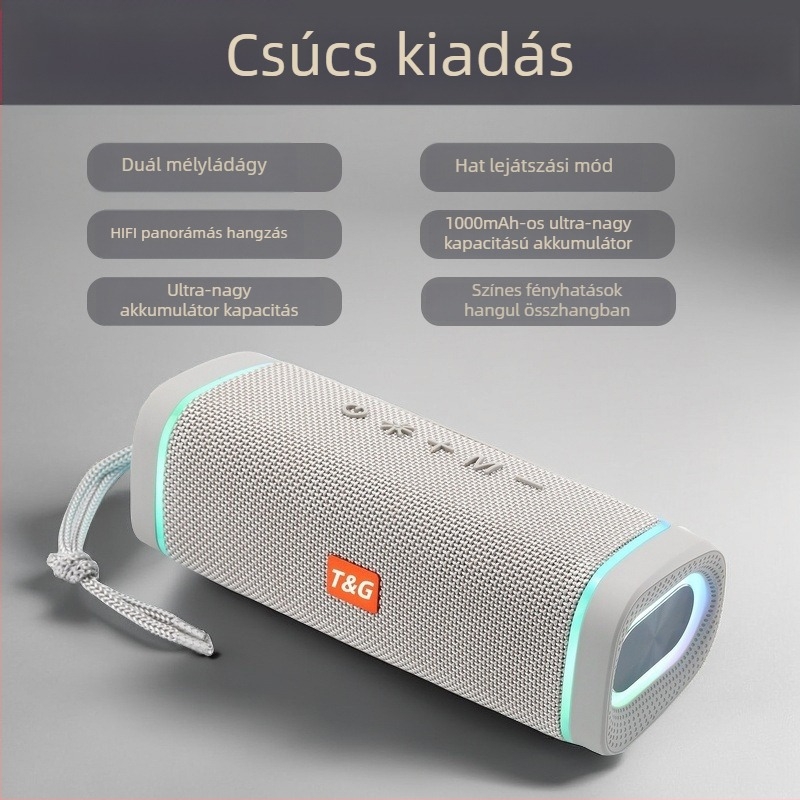 Kültéri vezeték nélküli Bluetooth hangszóró TF-kártya olvasóval, USB és 3,5 mm bemenettel, IPX7, 30W, BT 5.3