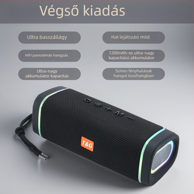 Kültéri vezeték nélküli Bluetooth hangszóró TF-kártya olvasóval, USB és 3,5 mm bemenettel, IPX7, 30W, BT 5.3