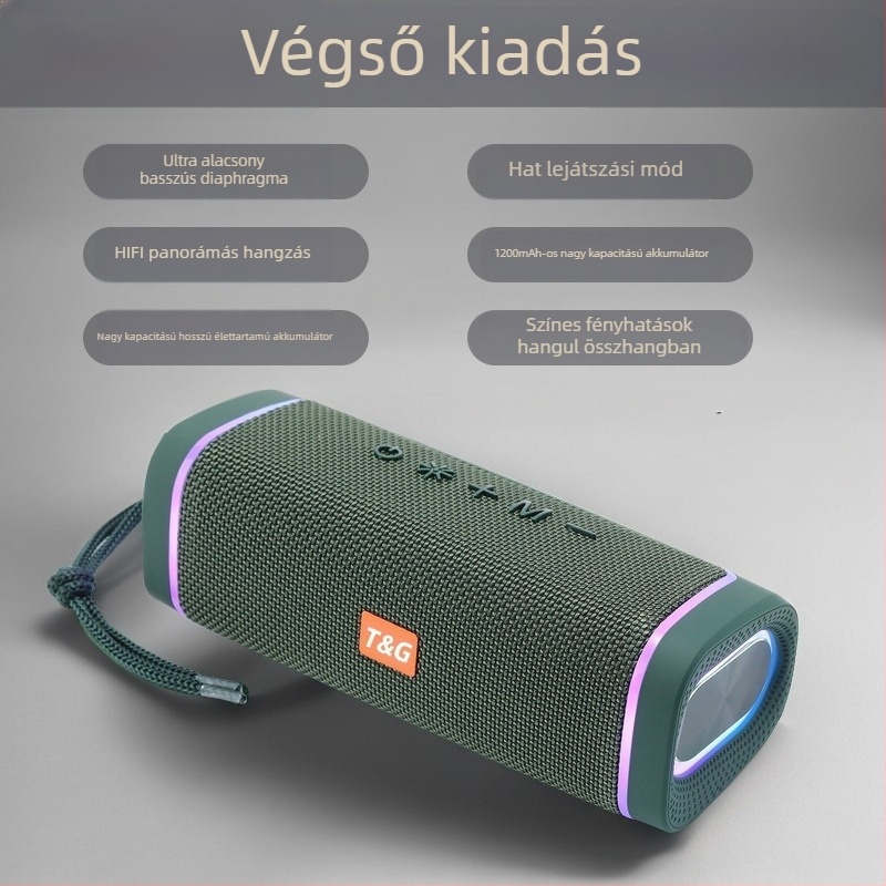 Kültéri vezeték nélküli Bluetooth hangszóró TF-kártya olvasóval, USB és 3,5 mm bemenettel, IPX7, 30W, BT 5.3