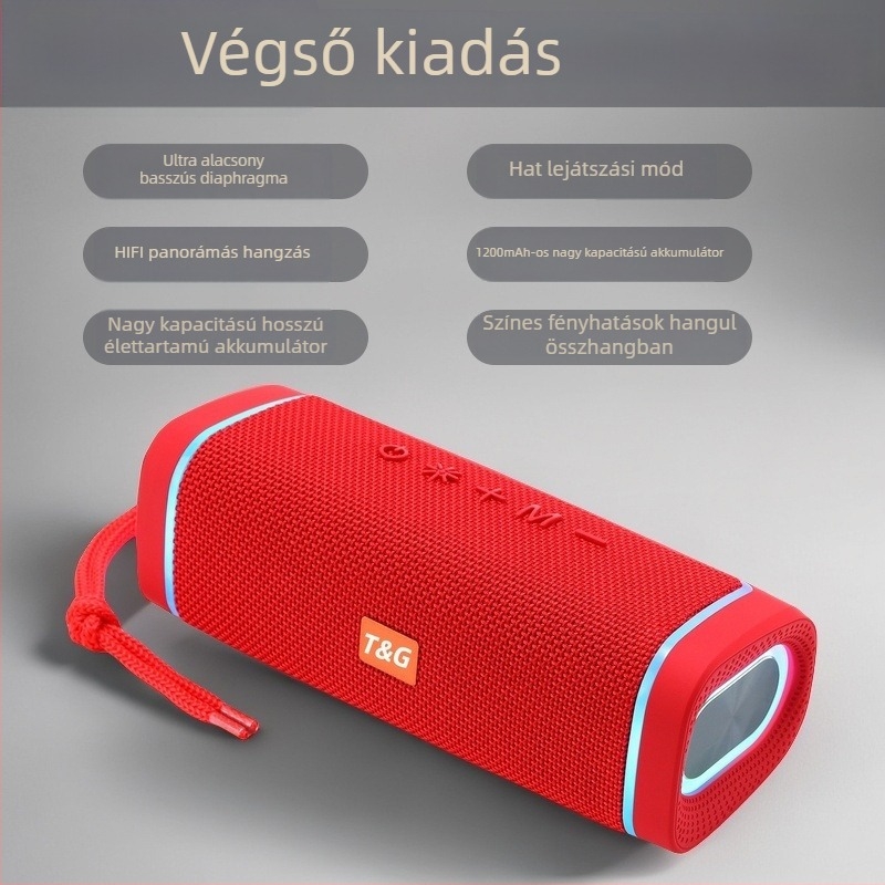 Kültéri vezeték nélküli Bluetooth hangszóró TF-kártya olvasóval, USB és 3,5 mm bemenettel, IPX7, 30W, BT 5.3