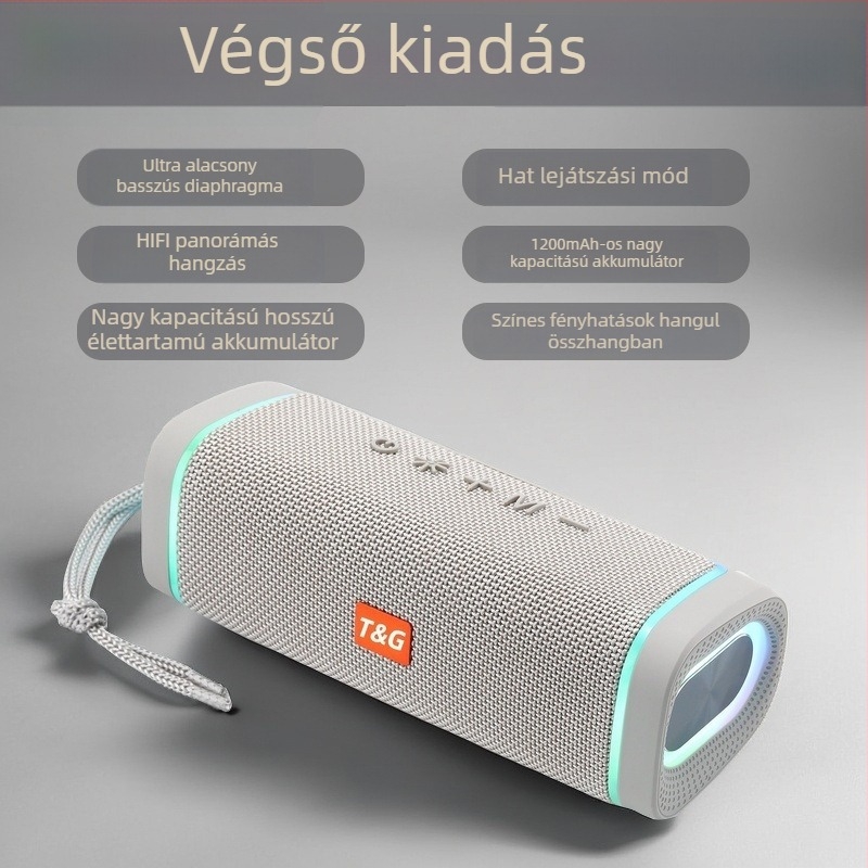 Kültéri vezeték nélküli Bluetooth hangszóró TF-kártya olvasóval, USB és 3,5 mm bemenettel, IPX7, 30W, BT 5.3