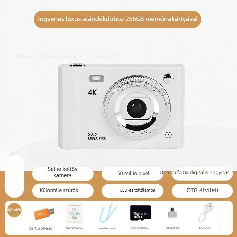Szelfi CCD digitális kamera kettős kamerával, 1/1.7'' CCD szenzor, 24 MP, 8x optikai zoom, 2,3'' LCD