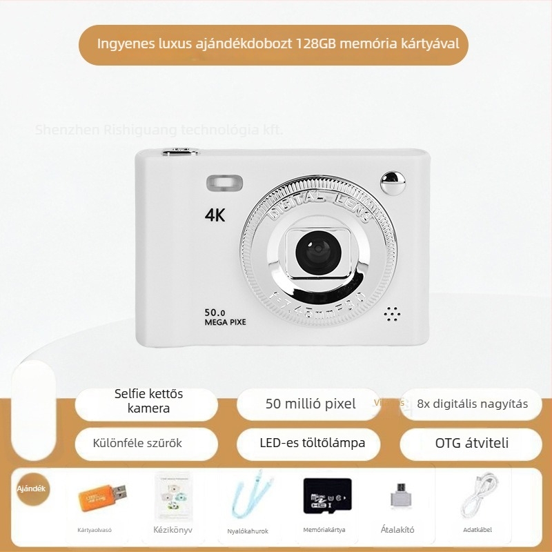 Szelfi CCD digitális kamera kettős kamerával, 1/1.7'' CCD szenzor, 24 MP, 8x optikai zoom, 2,3'' LCD