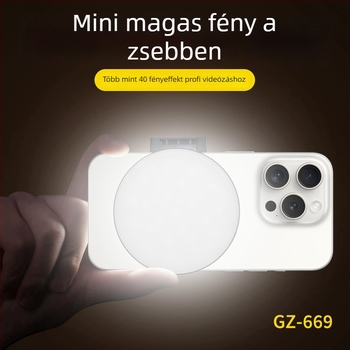 LED selfie világítás kettős színhőmérséklettel – hordozható fotózáshoz, videózáshoz és konferenciákhoz — 10W alatt, modell GZ-669