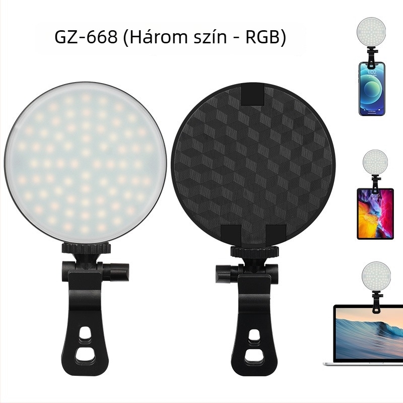 LED selfie világítás kettős színhőmérséklettel – hordozható fotózáshoz, videózáshoz és konferenciákhoz — 10W alatt, modell GZ-669