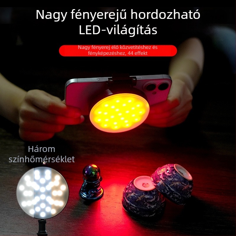LED selfie világítás kettős színhőmérséklettel – hordozható fotózáshoz, videózáshoz és konferenciákhoz — 10W alatt, modell GZ-669