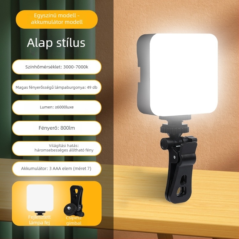 LED selfie világítás kettős színhőmérséklettel – hordozható fotózáshoz, videózáshoz és konferenciákhoz — 10W alatt, modell GZ-669