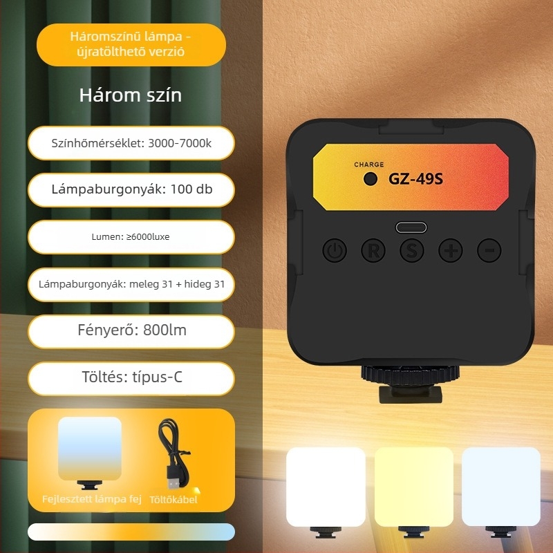 LED selfie világítás kettős színhőmérséklettel – hordozható fotózáshoz, videózáshoz és konferenciákhoz — 10W alatt, modell GZ-669
