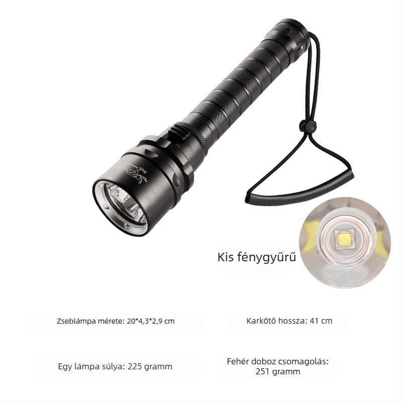 Bowen 3-LED zseblámpa merüléshez és szabadtéri használatra, IPX8, 30W, 2200mAh, fix fókusz