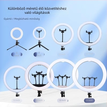 LED kitöltő fény élő közvetítésekhez és rövid videókhoz — 15W, 5V/2A, függőleges beállítás, élőfotózáshoz
