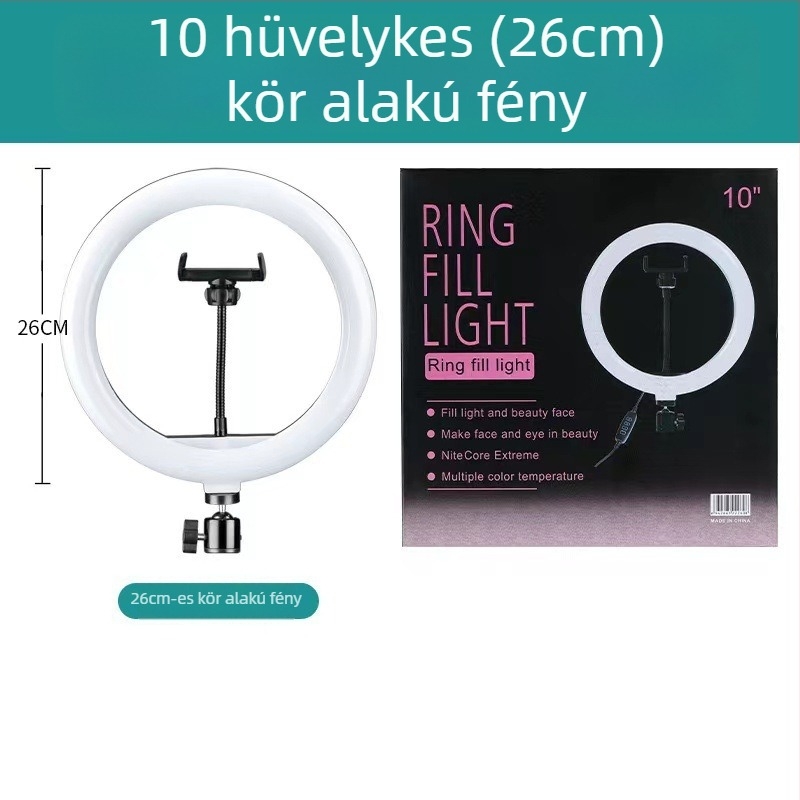 LED kitöltő fény élő közvetítésekhez és rövid videókhoz — 15W, 5V/2A, függőleges beállítás, élőfotózáshoz