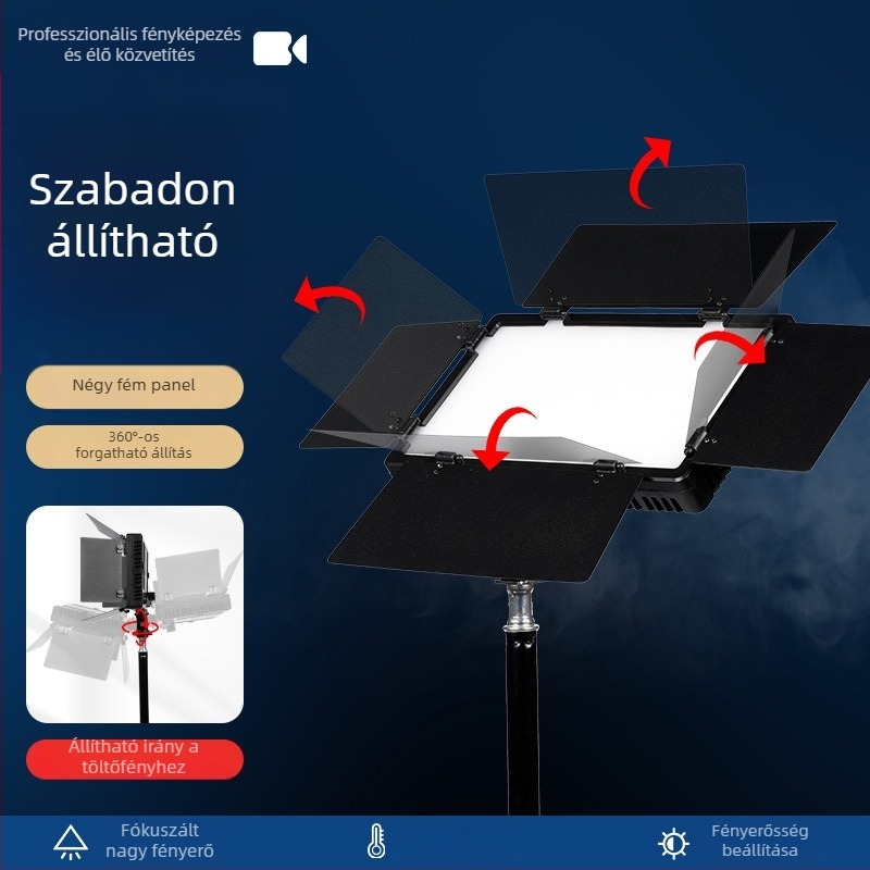 LED416 fotózási töltőlámpa háromszínhőmérséklettel, állítható 2500-9900K, 10-50W, 220V, élő közvetítéshez, videózáshoz és stúdiófotózáshoz