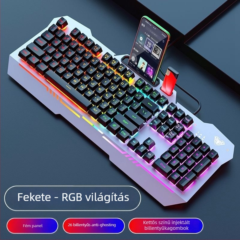 Gaming billentyűzet F3010 – kábeles, 104 gombok, Crater Architecture, fém ház