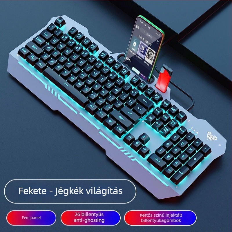 Gaming billentyűzet F3010 – kábeles, 104 gombok, Crater Architecture, fém ház
