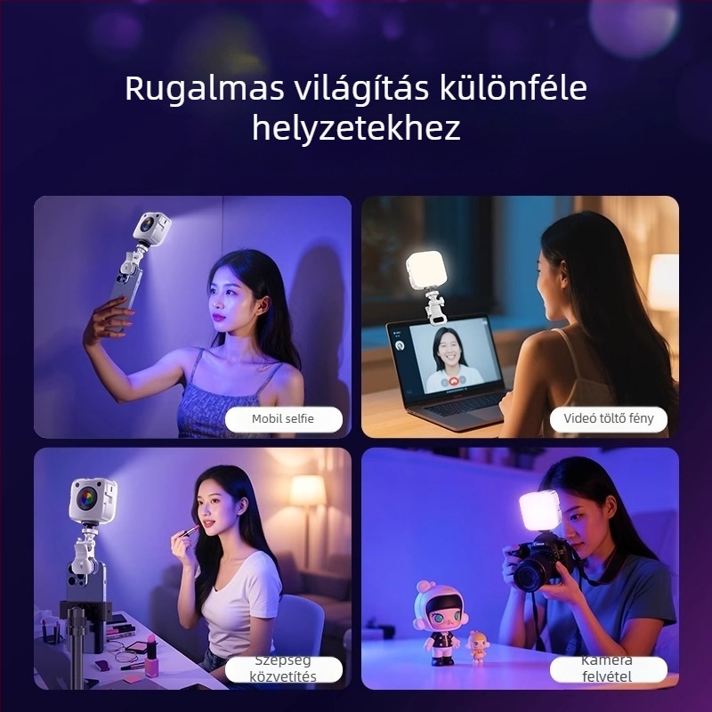 LED világítás telefonhoz - hordozható kézi RGB világítás élő közvetítéshez, 10–50W, 220V, többszintű fényerő-szabályozás