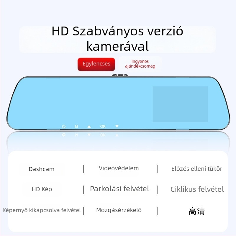 Autós dashkamera elülső és hátsó duál felvétellel, 360° panoráma, F2.0, 1080p, 4MP