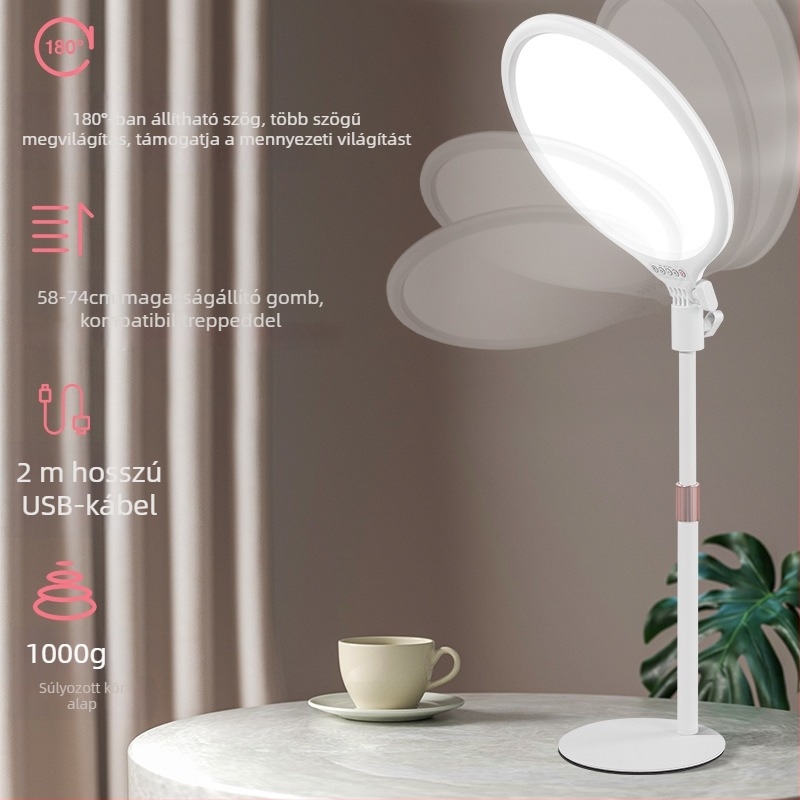 Élő közvetítéshez asztali világítás – szemvédő, lágy fény, 10–50W, 5V, 3 színhőmérséklet, NM-1