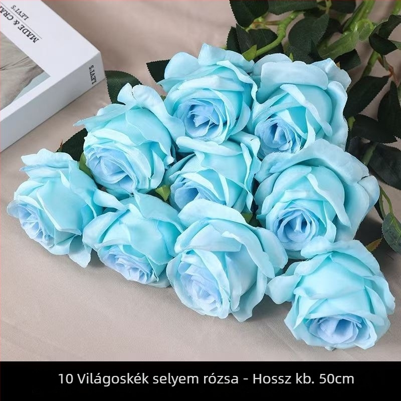 Selyemrózsa művirág csokor - stilizált, domborított kivitel - esküvőre, otthoni dekorációhoz, fotózáshoz, kültéri használatra