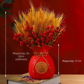 Szárított búzaágakból álló csokor, festett fűfélék, karton csomagolás