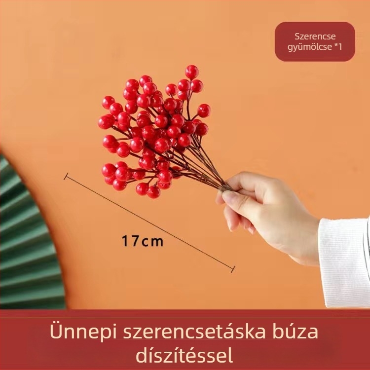 Szárított búzaágakból álló csokor, festett fűfélék, karton csomagolás