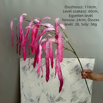 Műanyag és selyem virágokkal készült bab- és lencséshüvelyek díszítése, 3D-nyomtatott rekvizitok esküvőkhöz, kültéri felvételekhez és otthoni dekorációhoz