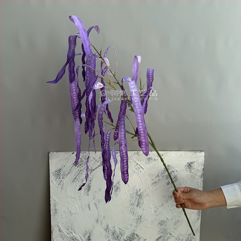 Műanyag és selyem virágokkal készült bab- és lencséshüvelyek díszítése, 3D-nyomtatott rekvizitok esküvőkhöz, kültéri felvételekhez és otthoni dekorációhoz