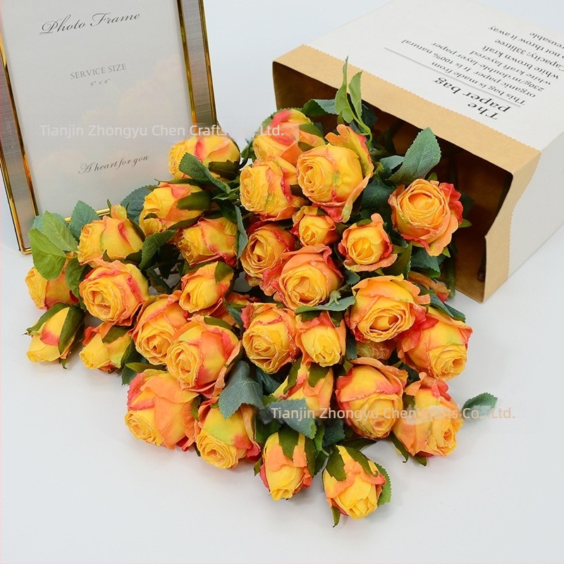 7 fejű hópehely rózsa művirág szár, 65 cm, szállodai lobby dekorációhoz, esküvői és fotórekvizit