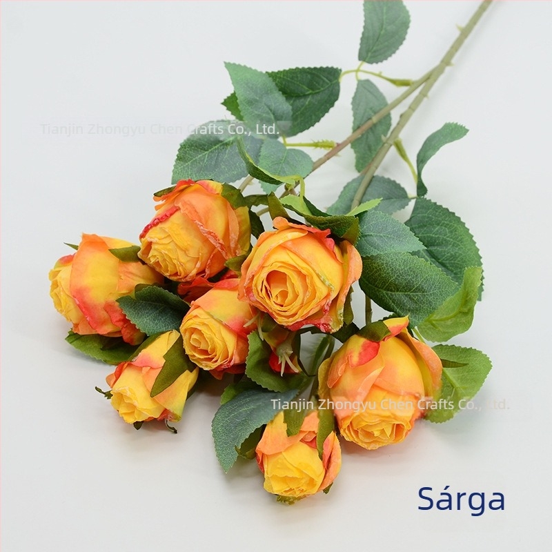 7 fejű hópehely rózsa művirág szár, 65 cm, szállodai lobby dekorációhoz, esküvői és fotórekvizit