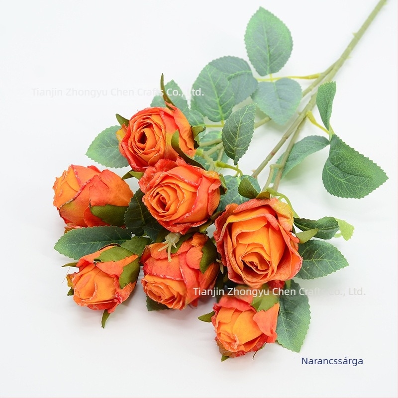 7 fejű hópehely rózsa művirág szár, 65 cm, szállodai lobby dekorációhoz, esküvői és fotórekvizit