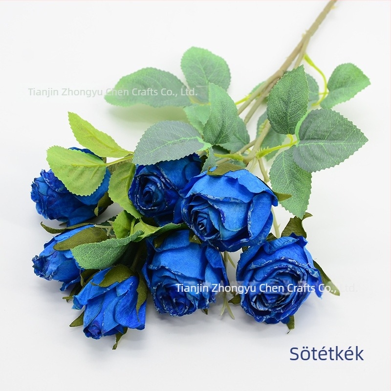 7 fejű hópehely rózsa művirág szár, 65 cm, szállodai lobby dekorációhoz, esküvői és fotórekvizit