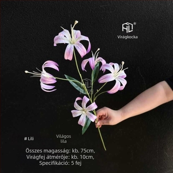 Mesterséges liliom virág, selyem virágból, egyágú elrendezés, esküvői és otthoni dekorációhoz