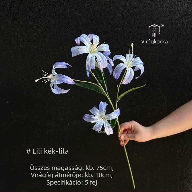 Mesterséges liliom virág, selyem virágból, egyágú elrendezés, esküvői és otthoni dekorációhoz