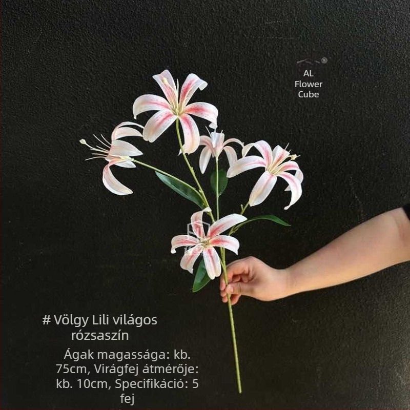 Mesterséges liliom virág, selyem virágból, egyágú elrendezés, esküvői és otthoni dekorációhoz