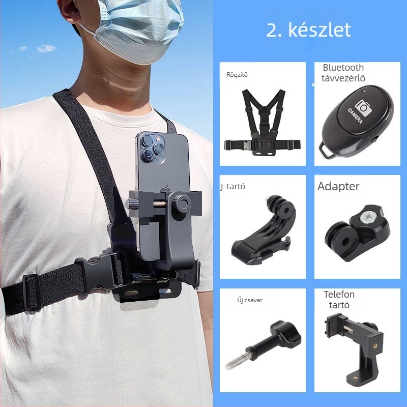 Mellkasra szerelt telefontartó első személyes felvételhez | Típus: Lazy Man Bracket; Anyag: Műanyag; Stílus: Általános