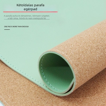Nagy méretű PU asztali alátét, kétoldalas, 400 × 800 mm, bőrhatású dizájn parafa betétekkel, logó nyomtatás