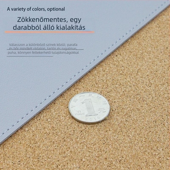 Nagy méretű PU asztali alátét, kétoldalas, 400 × 800 mm, bőrhatású dizájn parafa betétekkel, logó nyomtatás