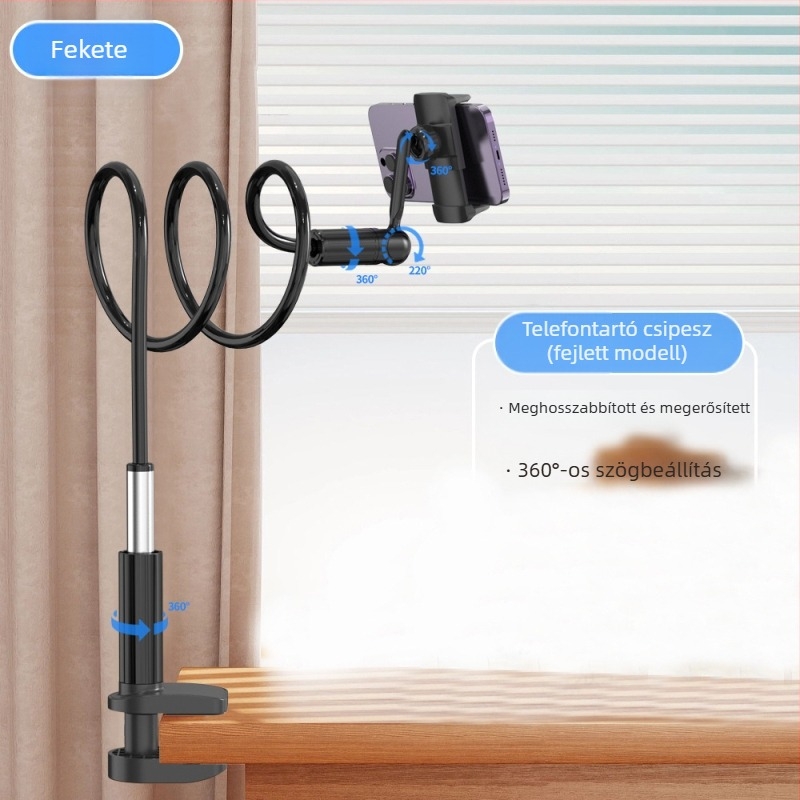 Alumíniumötvözetű univerzális telefon- és tabletatartó asztali felvételhez
