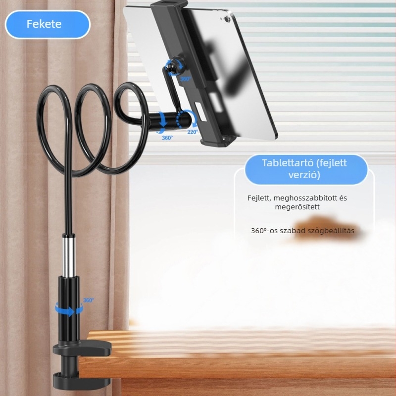 Alumíniumötvözetű univerzális telefon- és tabletatartó asztali felvételhez