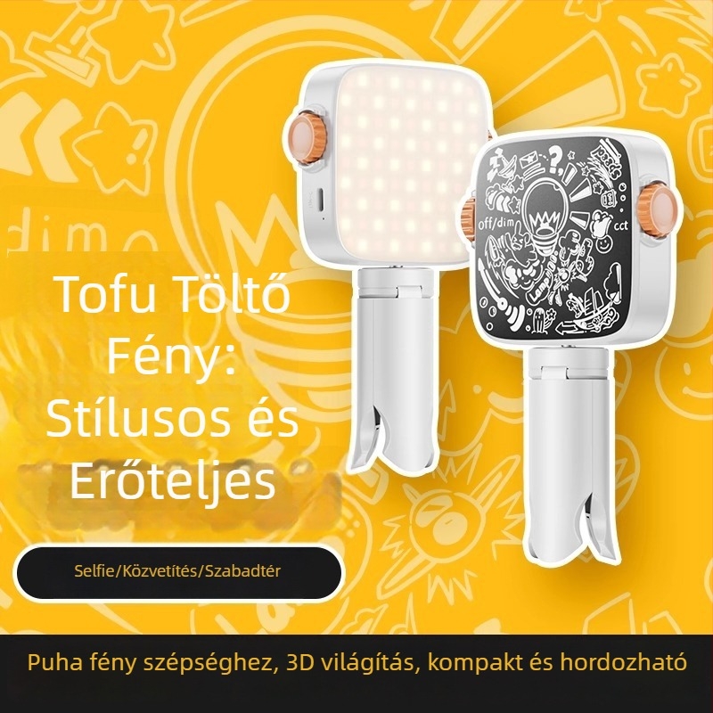 LED töltőfény, kézi, hordozható, 10–50W, 220V, három színhőmérséklet, kültéri fotózáshoz