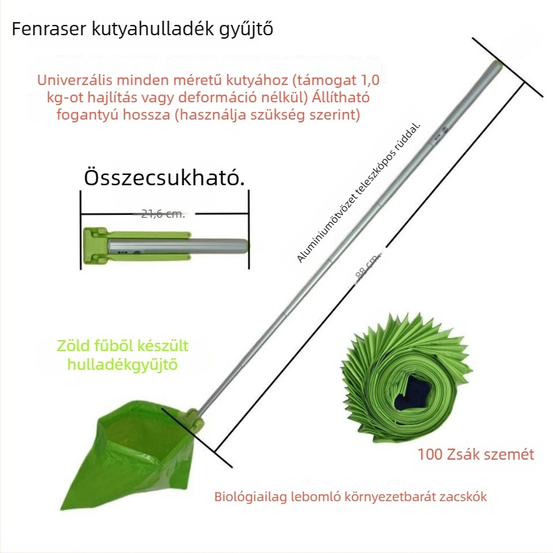 Kutyapiszok-gyűjtő készülék, összecsukható, automata gyűjtő, zacskókkal
