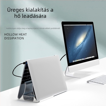 Laptop függőleges állvány gravitációs tárolóval, függőleges asztali tartó hűtő támogatással, modell Gravity bracket, súly 371 g
